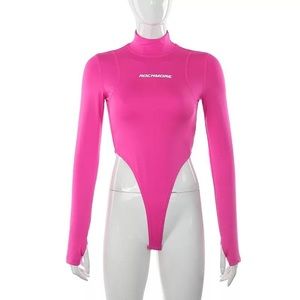 Pink rockmore thong body suit